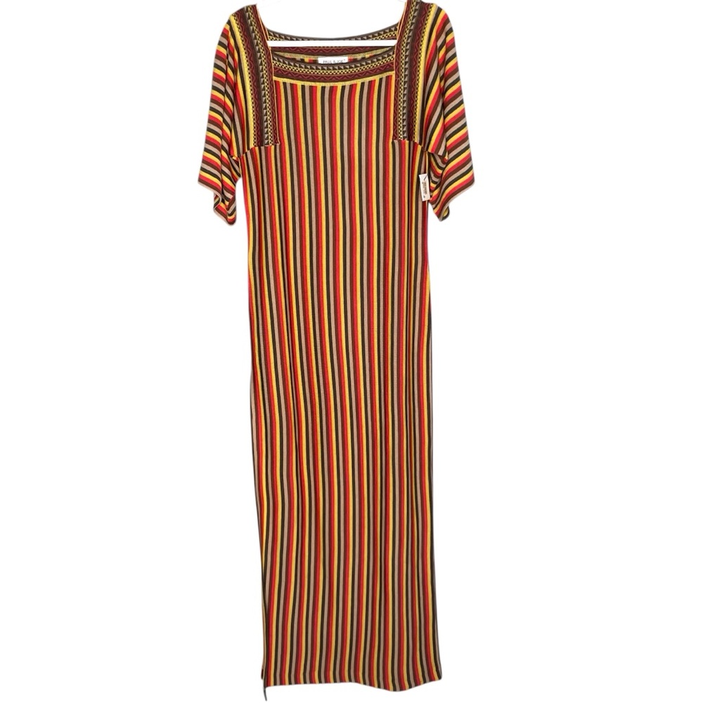 Paul & Joe Vintage Striped Maxi Dress FR 42 US 12 Square Neck NWT 70’s Hippie L